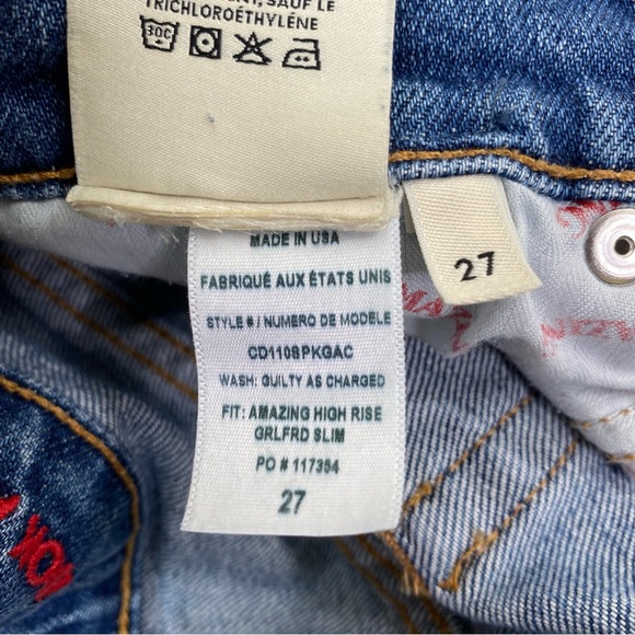 AO.LA Floral amazing high rise Girlfriend Slim Blue Jeans Size 27 - Picture 11 of 12